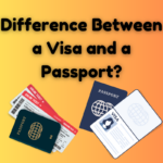 comparison of a visa and a passport showing their differences in size, design, and purpose for international travel.