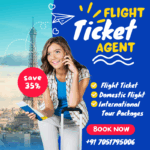 Professional flight ticket booking agent assisting a customer with cheap international flight tickets