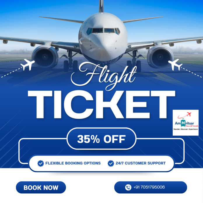 Affordable flight tickets promotion with airplane and price tag.